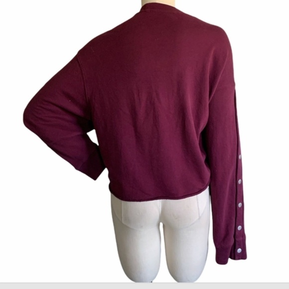 VICTORIA'S SECRET PINK SNAP SLEEVE BOYFRIEND CREW Sz L MAROON & BLACK #231D - Picture 3 of 10